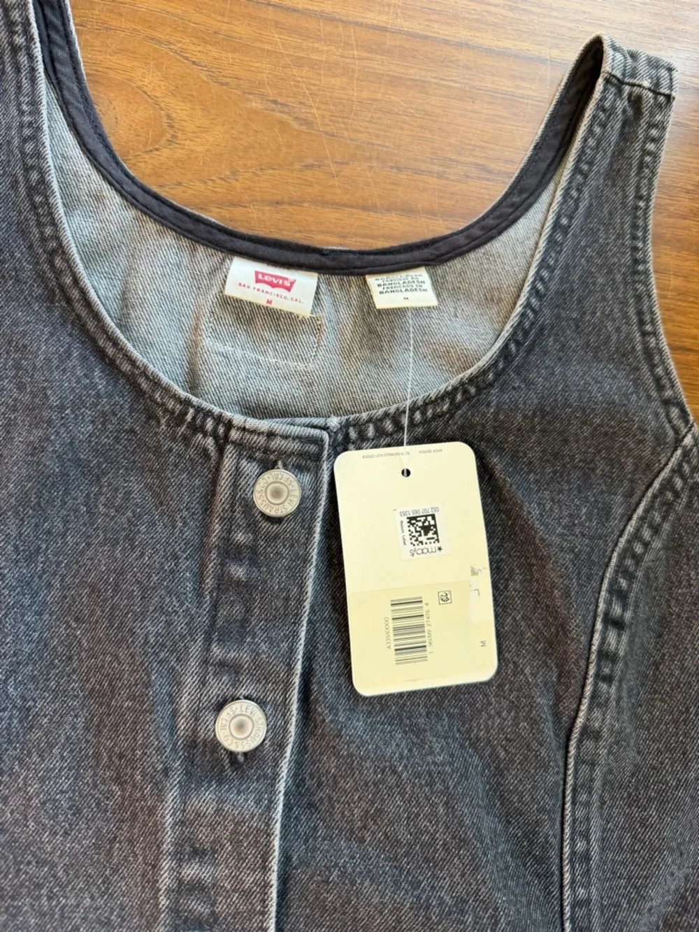 Levi’s Tuli Denim Mini Dress Black Stonewash Size M NWT - Picture 9 of 12